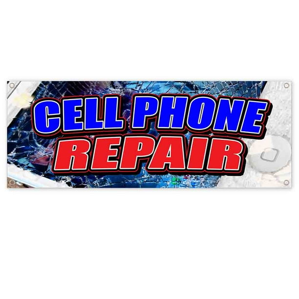 13 oz Banner Heavy-Duty Vinyl Single-Sided with Metal Grommets Cell Phone Repair Non-Fabric Phone Number 